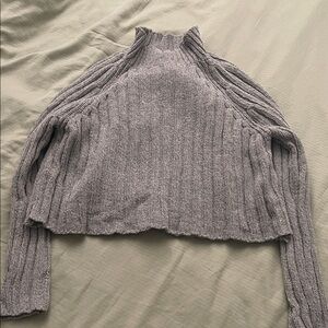 American Eagle Outfitters Gray Ribbed Turtleneck Sweater